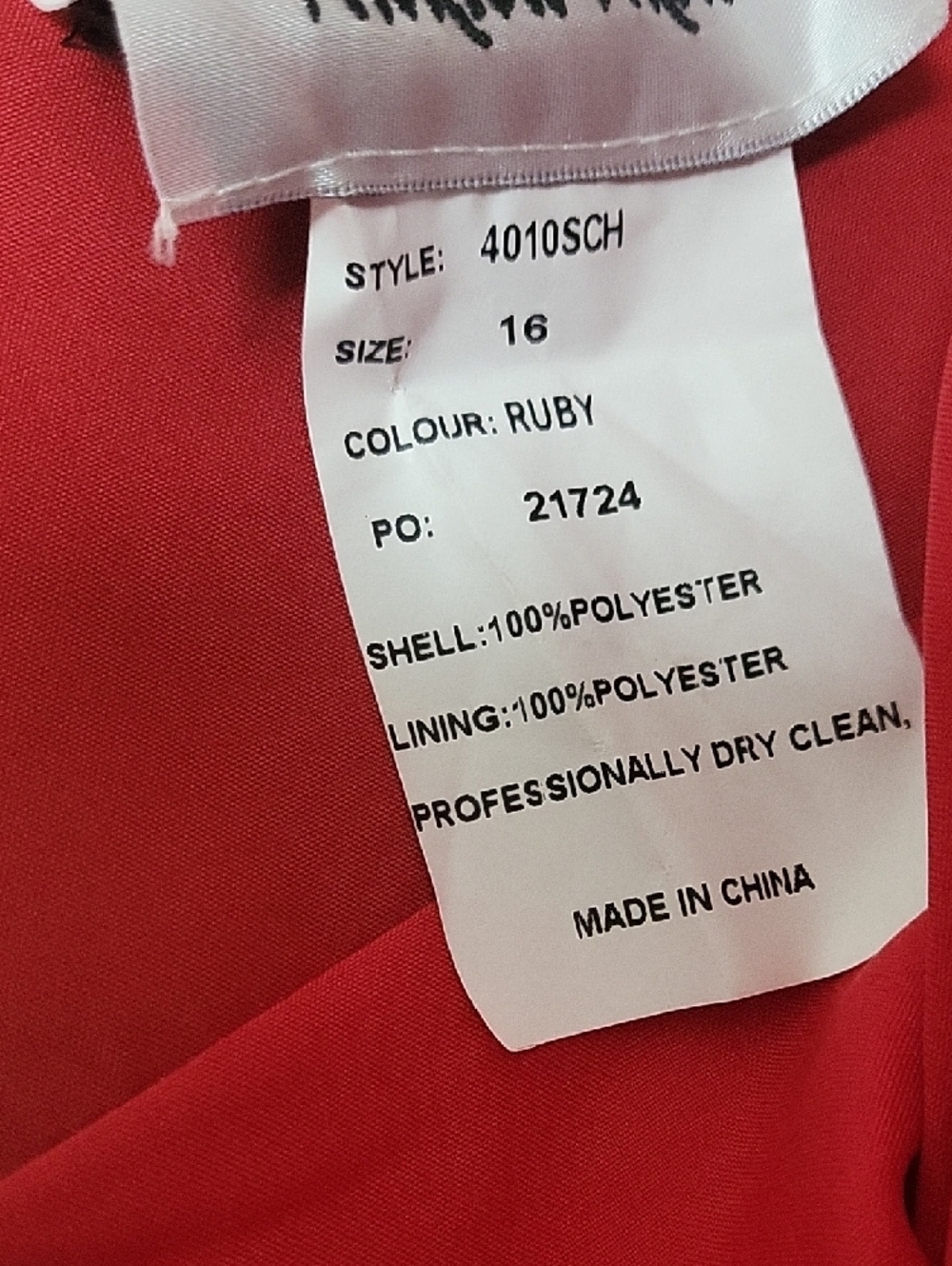 Andrew Adela Red Formal Prom Dress Sheer Overlay Women Size 16 - Picture 6 of 9